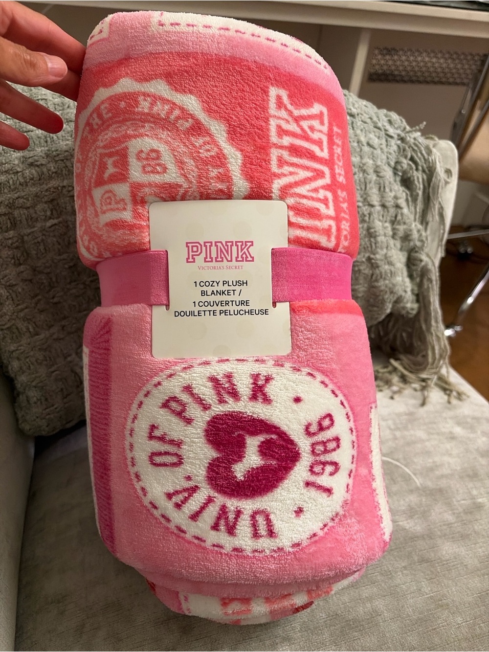 Victoria's Secret PINK Plush Blanket in Light and Hot Pink